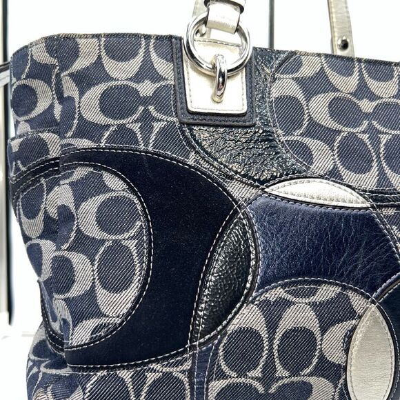 Coach Denim and Leather Signature Tote (no hang tag) - Picture 3 of 13